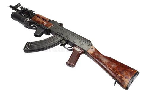 Kalashnikov Ak 47 With 40mm Gp 25 Grenade Launcher Stock Image Image