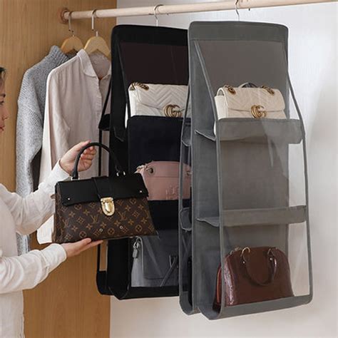 6 Pockets Hanging Handbag Organizer Shelf Bags Storage Holder Wardrobe