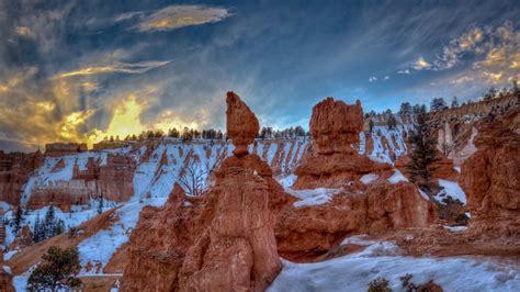 Bryce Canyon Utah Mountains Rocks Landscape Sunset Wallpapers Hd