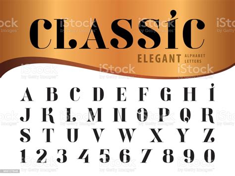 Vector Of Elegant Alphabet Letters And Numbers Serif Style Fonts