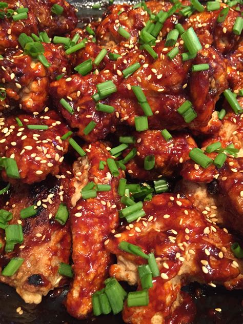 Fry chicken until golden brown and cooked through, 15 to 20 minutes per batch. Korean food photo: Spicy Korean fried chicken plus japchae ...