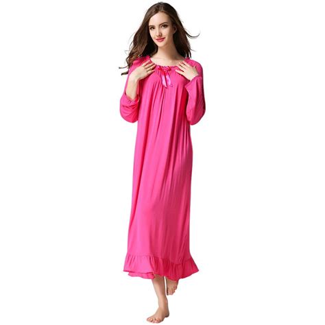 Full Sleeve Lady Modal Nightdress Spring Autumn Casual Home Dressing