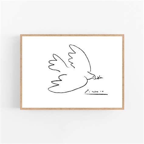 Picasso Dove Art Print Picasso Dove Of Peace Line Drawing Etsy