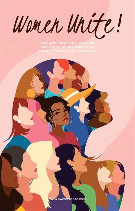 Multiracial Women In Women Unite Poster Template Women Empowerment