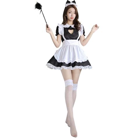 Buy YOMORIOFrench Maid Uniform Sexy Cat Cosplay Lingerie Costume Cute Keyhole Nightwear Babydoll