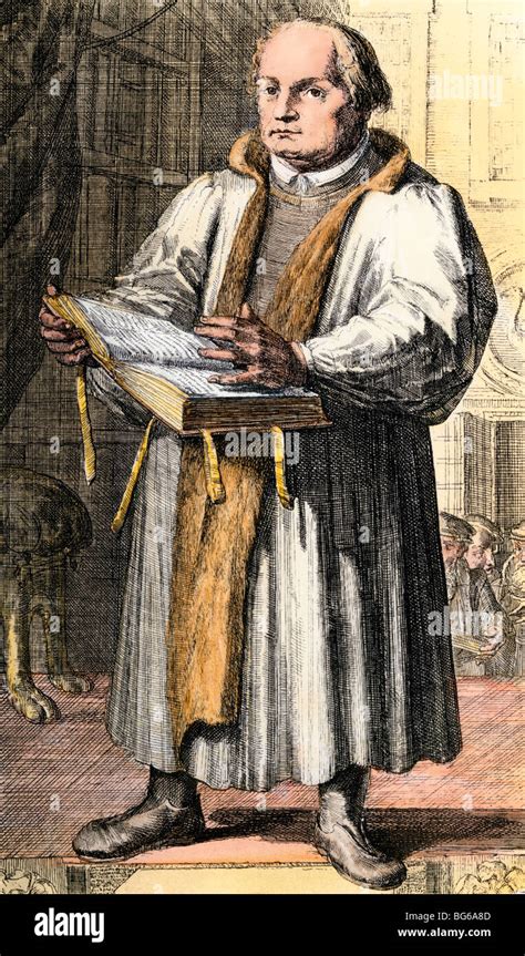 Martin Luther Preaching Hand Colored Halftone Of A Rare Old Print