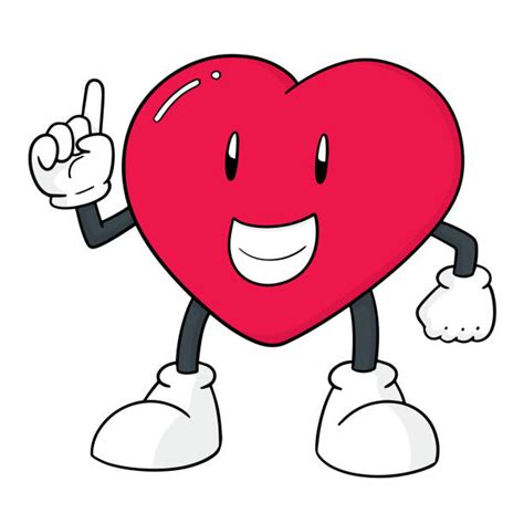Funny Cartoon Heart With Legs And Arms For Valentine Illustrations