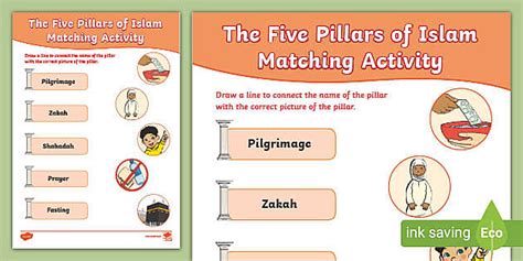 The Five Pillars Of Islam Matching Activity