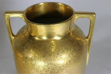 Vintage Vase 24 Karat Gold Encrusted Floral Brocade Pickard Bavaria