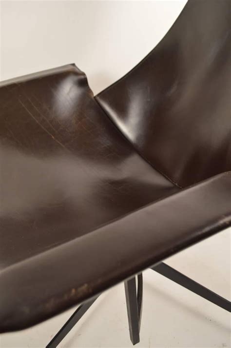 William Katavolos For Leathercrafter Leather Swivel Sling Chair At StDibs
