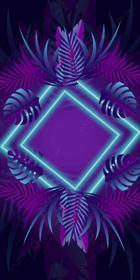 Luxury Blue Purple Neon Tropical Leaves Background Neon Tropical