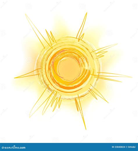 Drawing Yellow Sun With Rays Sketch Stock Images Image 23840824