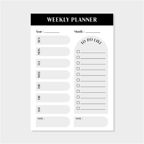Premium Vector Minimal Weekly Planner Template Vector