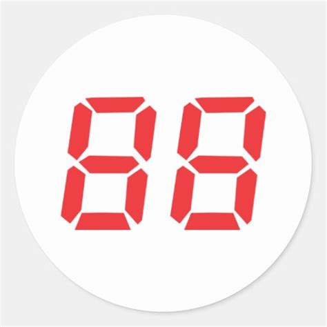 88 Eighty Eight Red Alarm Clock Digital Number Classic Round Sticker