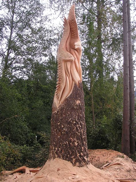 Soaring Eagles Stump Carving Tomas Vrba Studio Carved Tree Stump