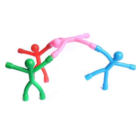 8pcs Bendable Magnetic Q Man Toy Flexible Rubber Figures Holding Papers