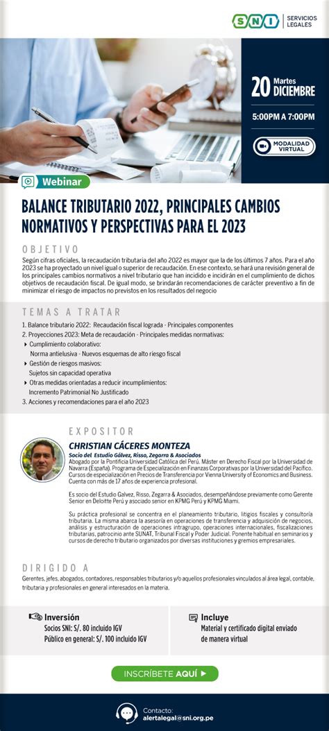 Webinar Balance Tributario 2022 Principales Cambios Normativos Y Perspectivas Para El 2023