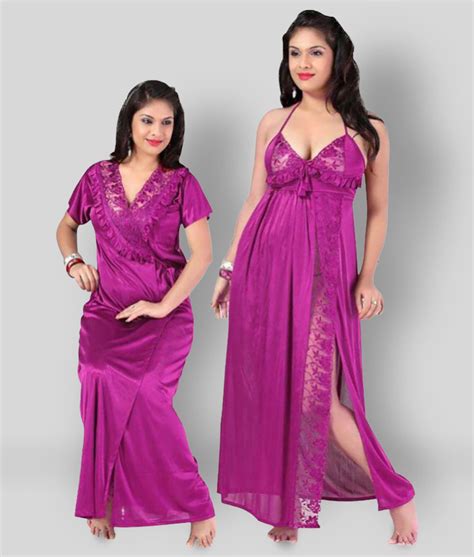 Buy Romaisa Purple Satin Womens Nightwear Nighty And Night Gowns Online At Best Prices In India