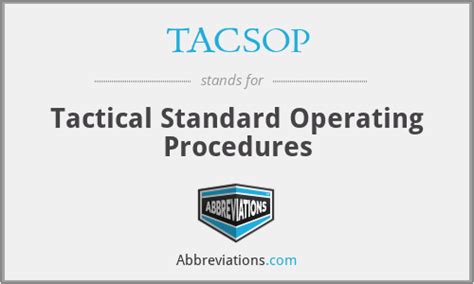 What Is The Abbreviation For Tactical Standard Operating Procedures