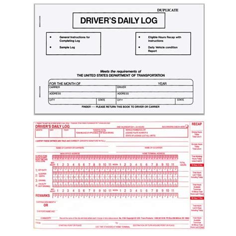 Drivers Daily Log Book Truck Driver Book Template Driver Logs