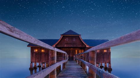 Boathouse At Night Download Wallpaper Hd 1920x1080
