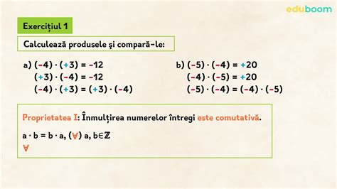 Înmulțirea Numerelor întregi Proprietăți Matematica Clasa A 6 A