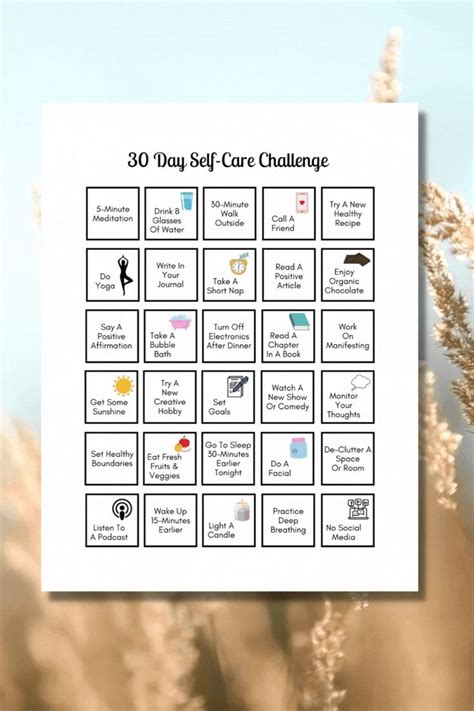 30 Day Self Care Challenge Printable PDF Self Care Challenge Etsy