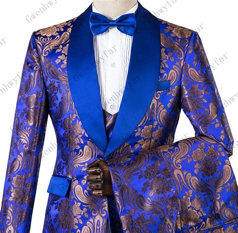 Royal Blue Slim Fit Custom Made Mens Suits 2019 Wedding Suits For Groom