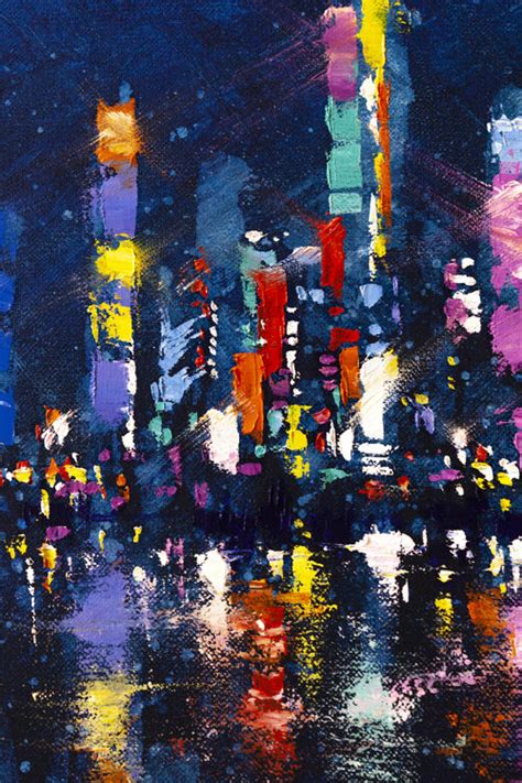 Panorama Of The Night City By Aleksandr Neliubin 2021 Painting