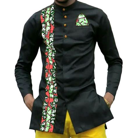 African Print Mens Dashiki Shirts Mens African Clothes Patchwork Shirt