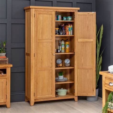 Cheshire Oak Double Shaker Kitchen Pantry Storage Cupboard The