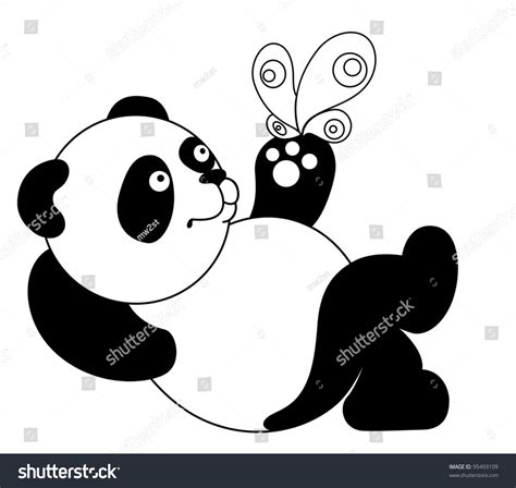 Illustration Panda With A Butterfly 95493109 Shutterstock