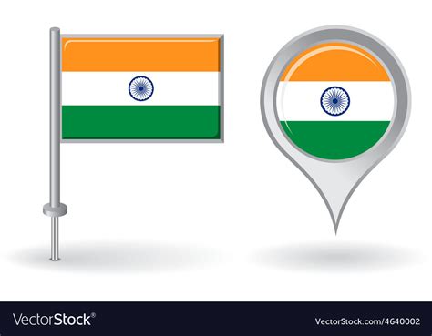 Indian Pin Icon And Map Pointer Flag Royalty Free Vector