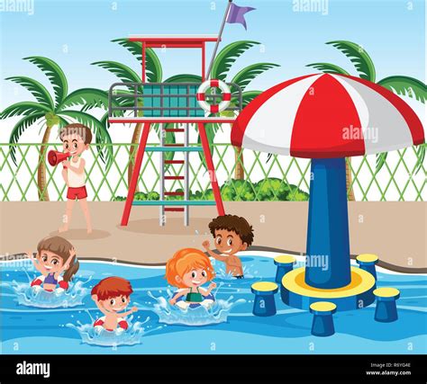 Swimming Pool Lifeguard Children Stock Vector Images Alamy