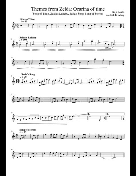 Themes From Zelda Ocarina Of Time Sheet Music For Flute Download Free