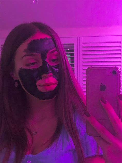 Black Face Mask Straight Hair Mirror Mirror Selfie Led Lights
