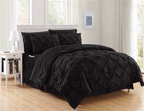 Luxury Bestsoftestcoziest Black Color Elegant Pintuck Comfort 8 Piece