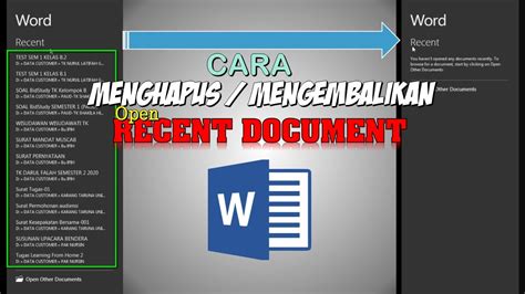 Cara Mudah Menghapus Mengembalikan Recent Document Di Microsoft Word