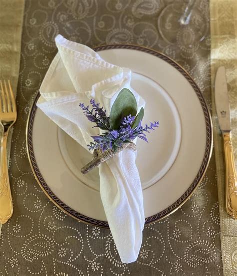 Rustic Lavender And Leaves Napkin Ring Set Of 8 Etsy In 2021 Diy