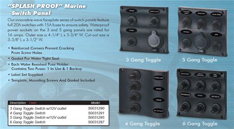 5 Gang Switch Panel Wpower Socket 50031295 Seasense Unified Marine