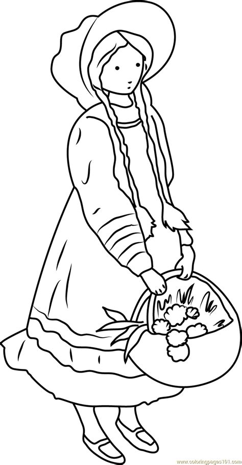 Explore our vast collection of coloring pages. Holly Hobbie with Flower Basket Coloring Page - Free Holly ...