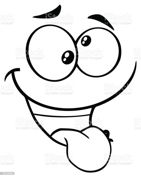 Black And White Mad Cartoon Funny Face With Crazy Expression And
