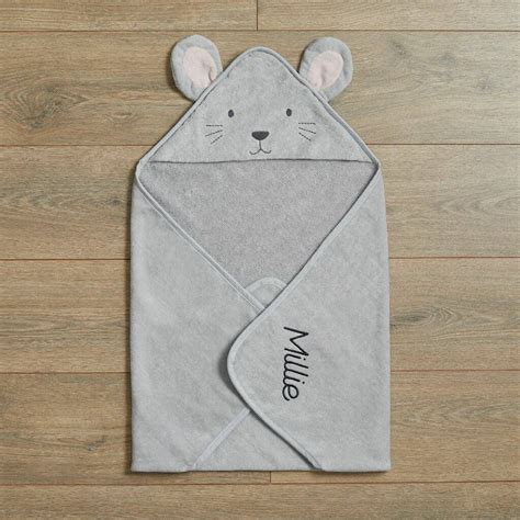 Personalised Grey Mouse Hooded Towel By My 1st Years