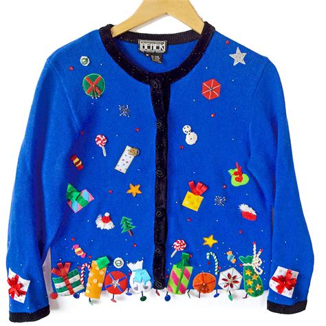 Its Raining Christmas Tacky Ugly Cardigan Sweater The Ugly Sweater Shop