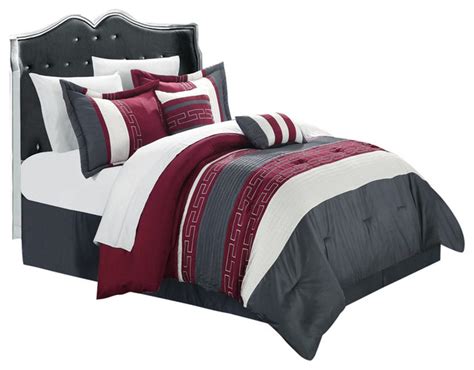 Browse a large selection of contemporary comforters and bedspreads for sale on houzz, including twin, king and queen comforter sets in a variety of materials and patterns. Carlton Burgundy, Grey & White King 10 Piece Comforter Bed ...