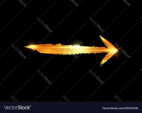 Gold Arrow Isolated On Black Background Royalty Free Vector
