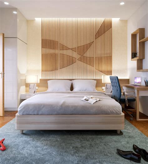 25 Beautiful Examples Of Bedroom Accent Walls That Use Slats To Look
