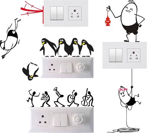 Funny Cartoon Light Switch Board Wall Decor Stickers Wall Art Diy