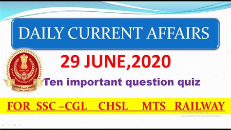 Daily Current Affairs 29 June Current Affairs Youtube