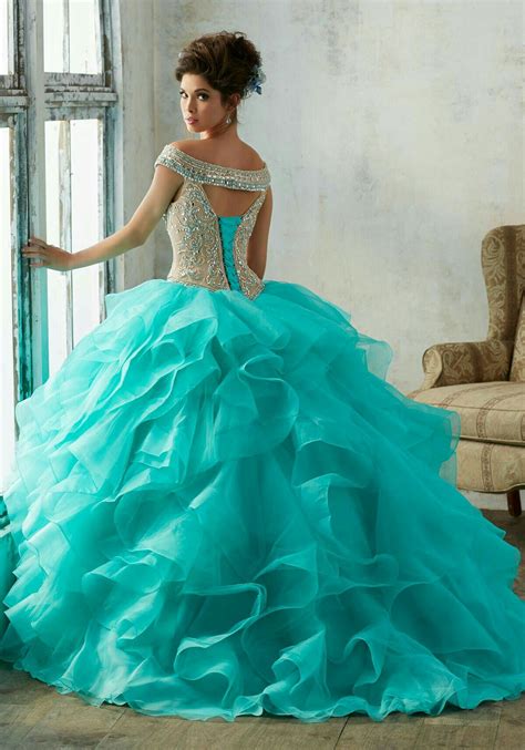 Pin By Michelle Evans On Aquaturquoise Quince Dresses Quincenera